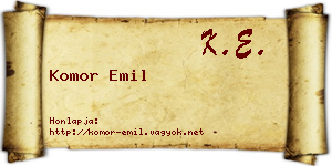 Komor Emil névjegykártya